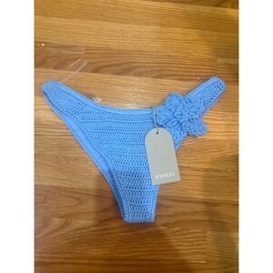 NWT MESHKI Skye Floral Crochet Tie Up Bikini‎ Bottom Blue Size L